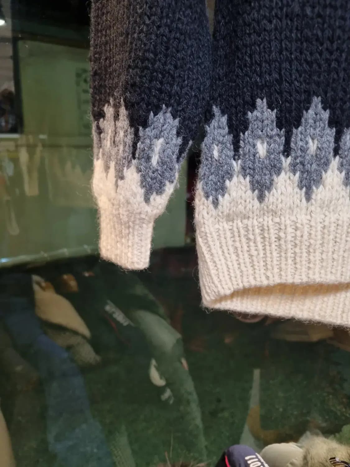 실사이즈 M~L 가을 겨울 노르딕 에스닉 포인트 울 100% 니트 상품이미지4