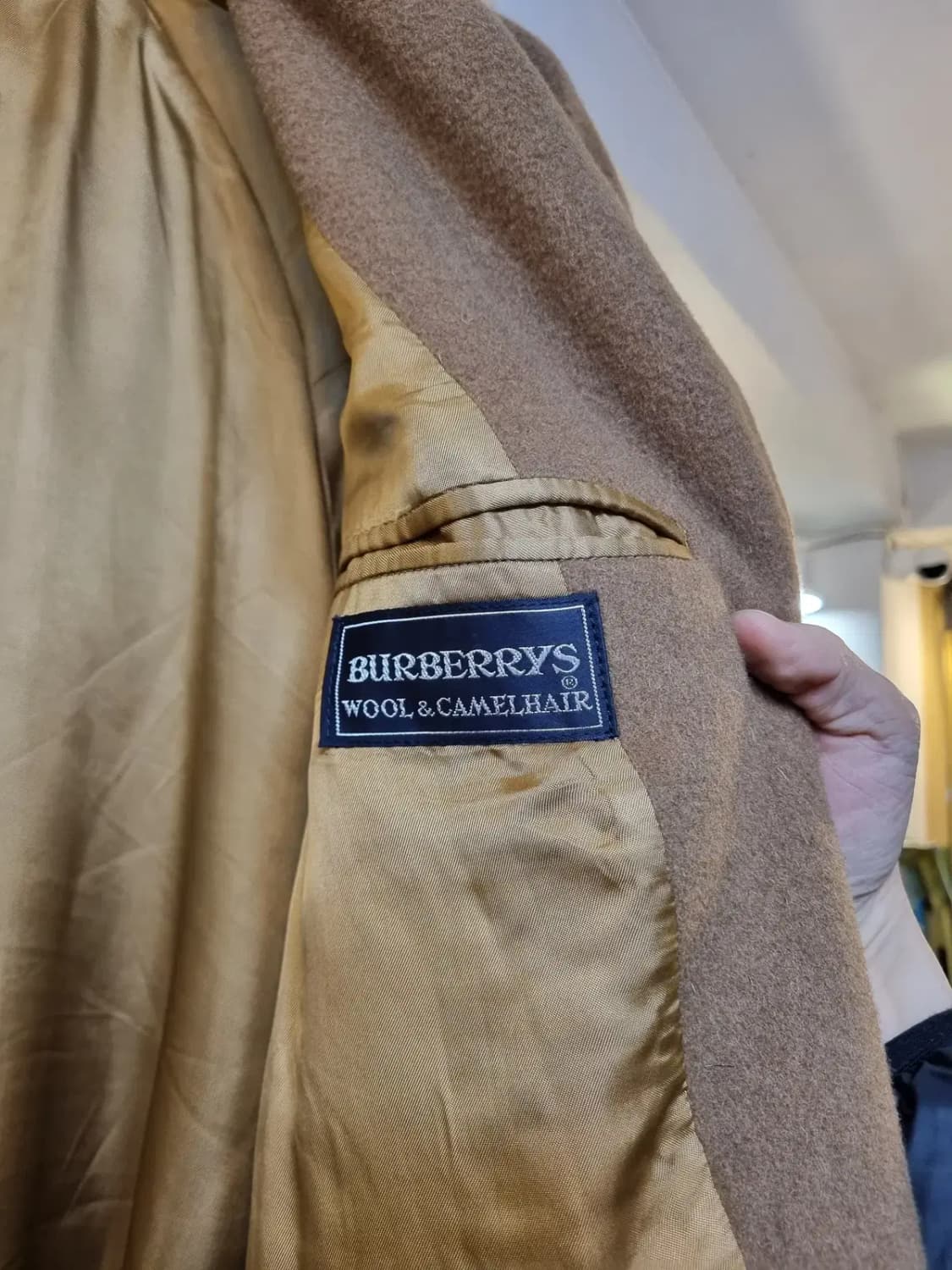 최고급 명품 대장급 끝판왕 버버리 실사이즈 105 카멜 헤어 울 롱코트 상품이미지5