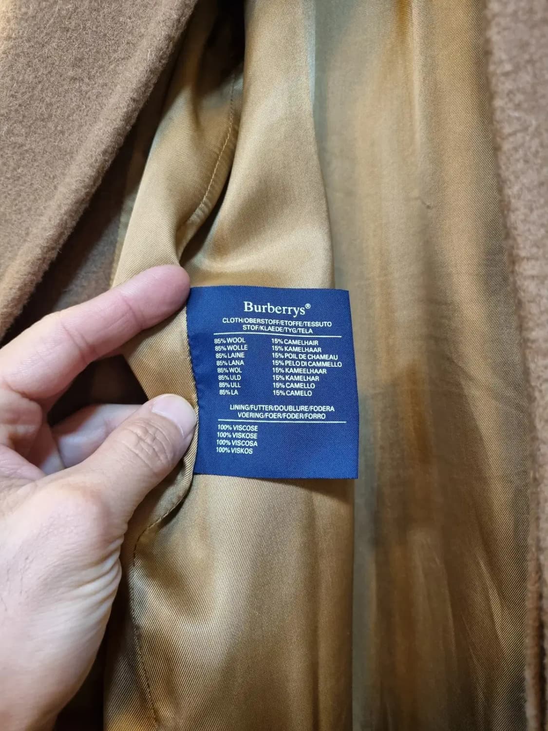 최고급 명품 대장급 끝판왕 버버리 실사이즈 105 카멜 헤어 울 롱코트 상품이미지6