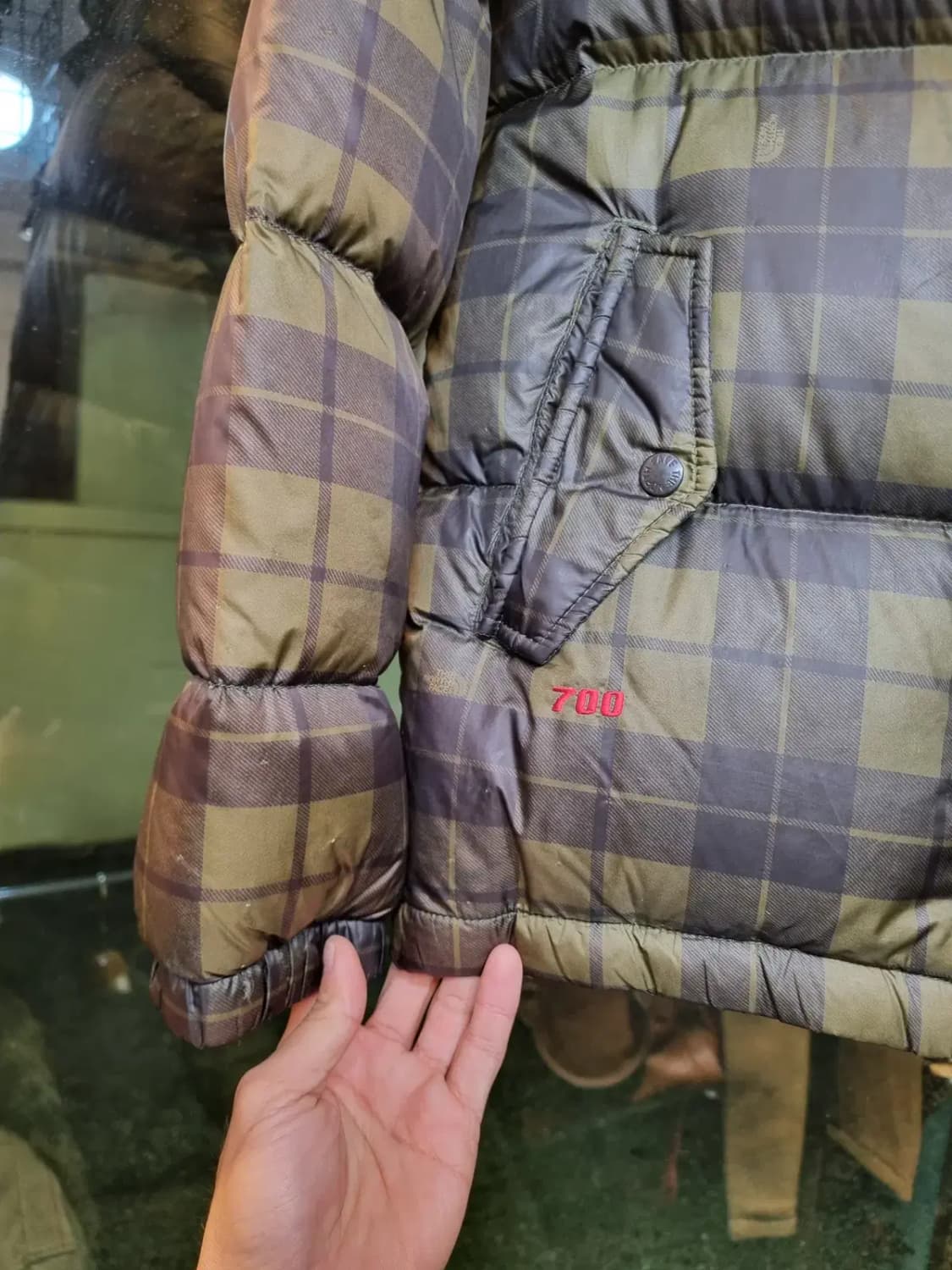 노스페이스 클래식 타탄체크 블랙와치 패턴 90사이즈 여성 눕시 700 상품이미지5