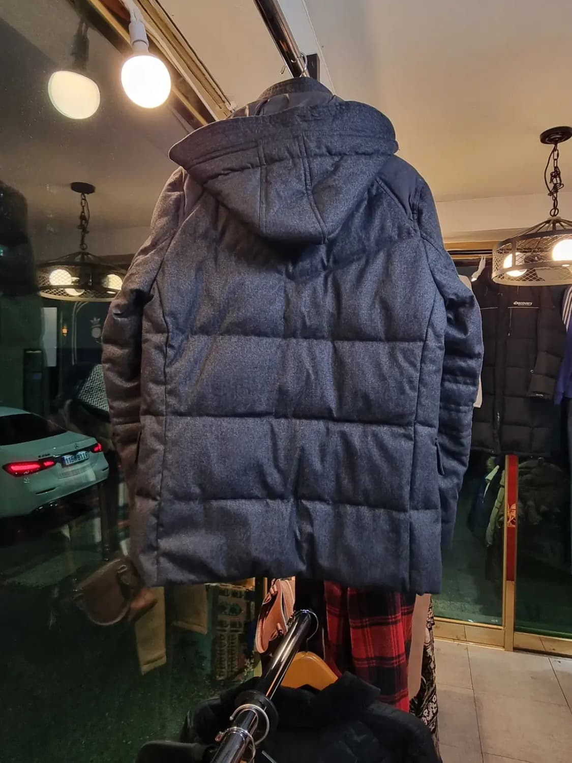 택채새상품 캘빈클라인 L사이즈 클래식 체크 패턴 오리털 덕다운 패딩 상품이미지9