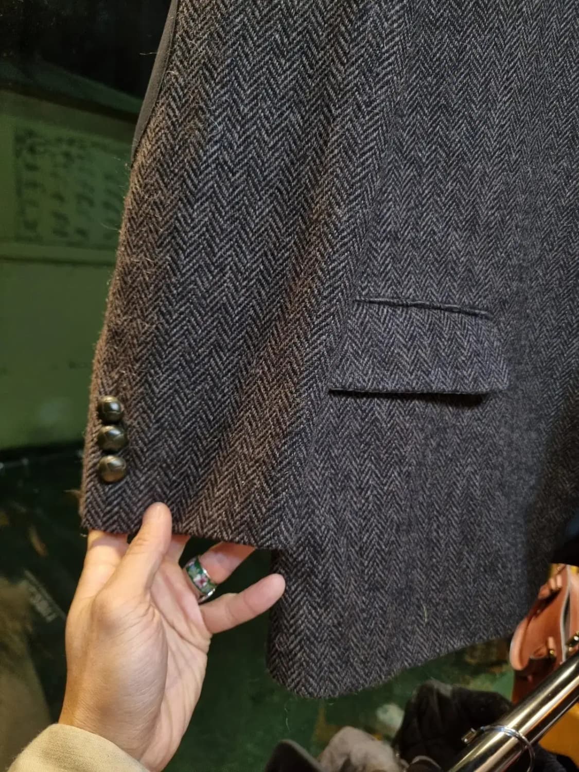 제이프레스 클래식 끝판왕 대장급 105사이즈 헤링본 패턴 울 100%자켓 상품이미지5