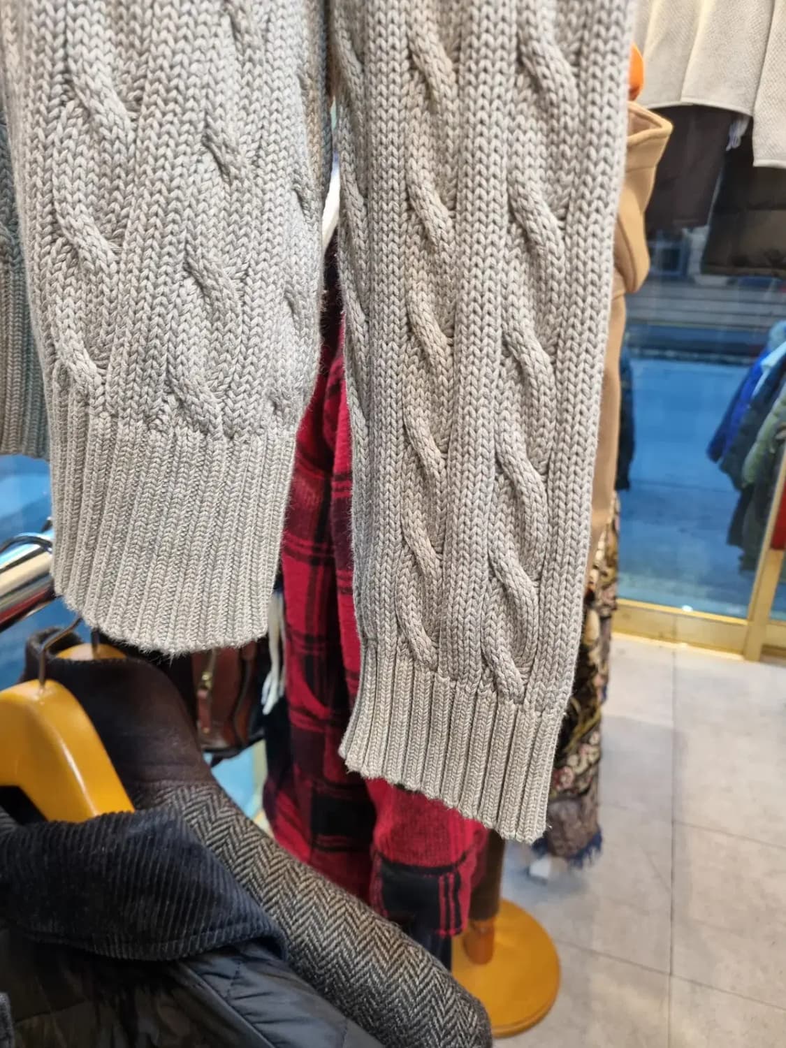 110사이즈 폴로 랄프로렌 빅사이즈 네이비 포니 베이지 꽈배기 니트 상품이미지5