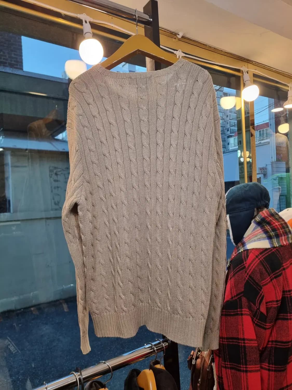 110사이즈 폴로 랄프로렌 빅사이즈 네이비 포니 베이지 꽈배기 니트 상품이미지7