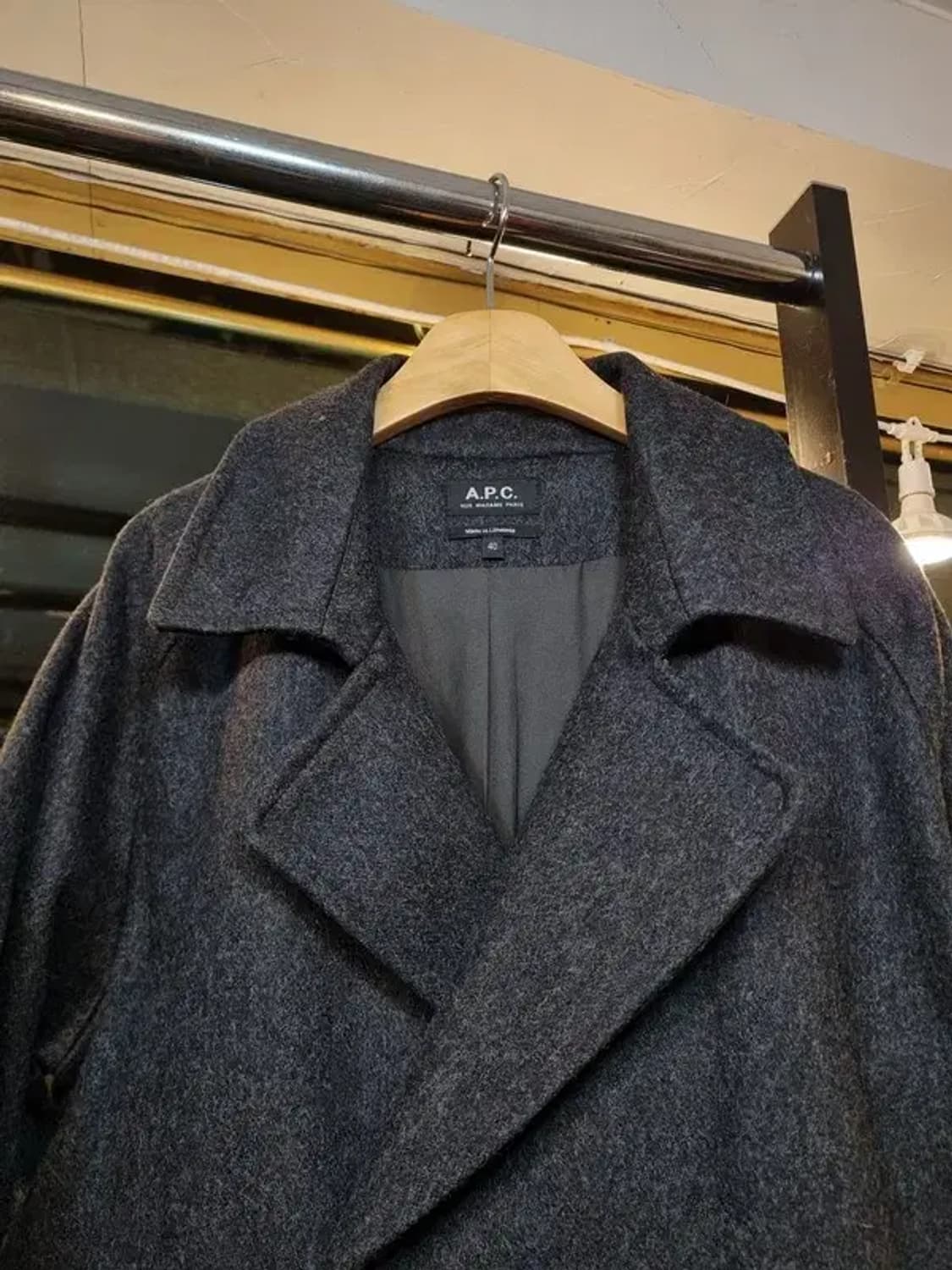 아페쎄 캐시미어 울 혼방 실사이즈 100 더블 브레스티드 벨트 코트 상품이미지4