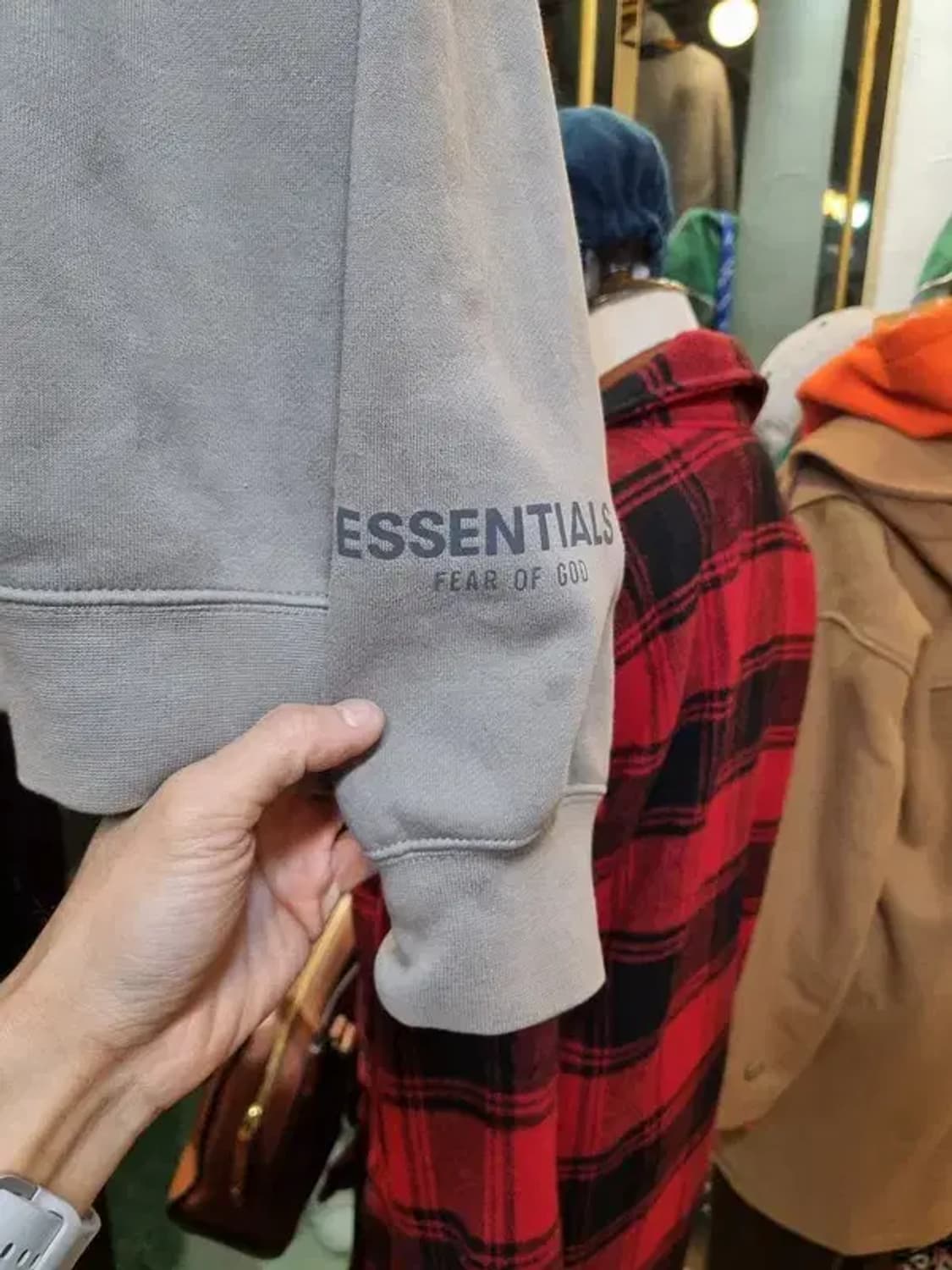 피어오브갓 에센셜 ESSENTIALS 실사이즈 XL 브릭그레이 로고 후드 상품이미지6