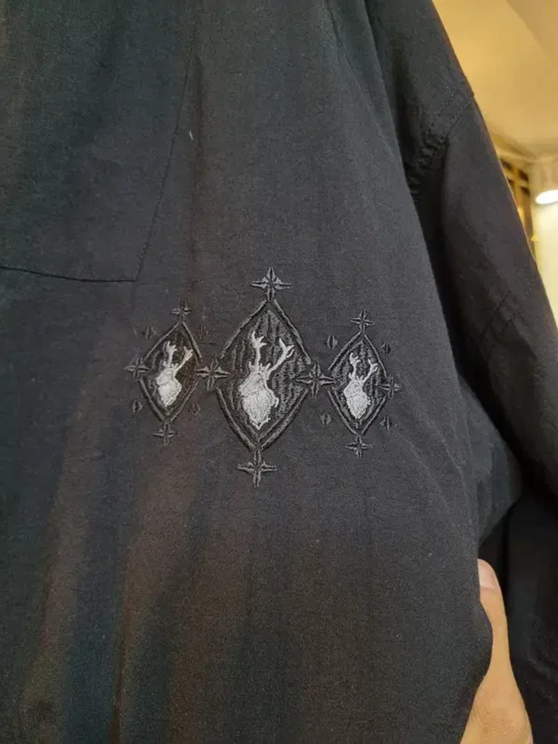 보그너 실사이즈 77~88 노르딕 순록 자수 야상형 퍼 패딩 상품이미지5