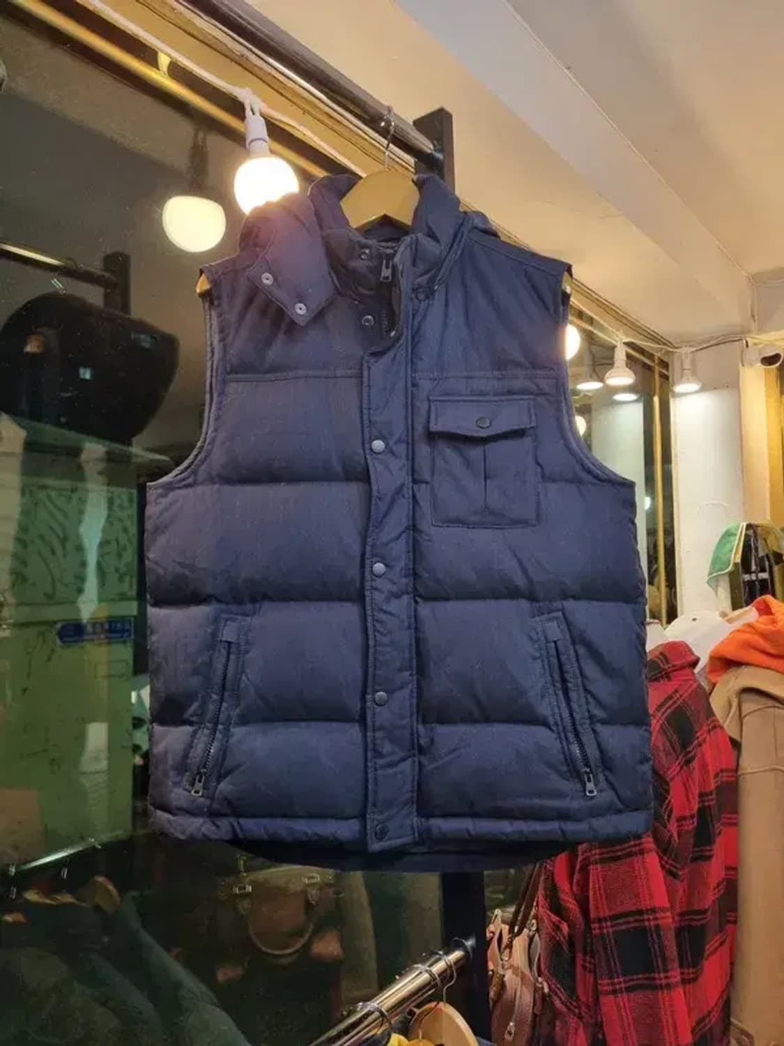 타미힐피거 XL사이즈 헤링본 패턴 깃털 다운 패딩조끼 상품이미지1