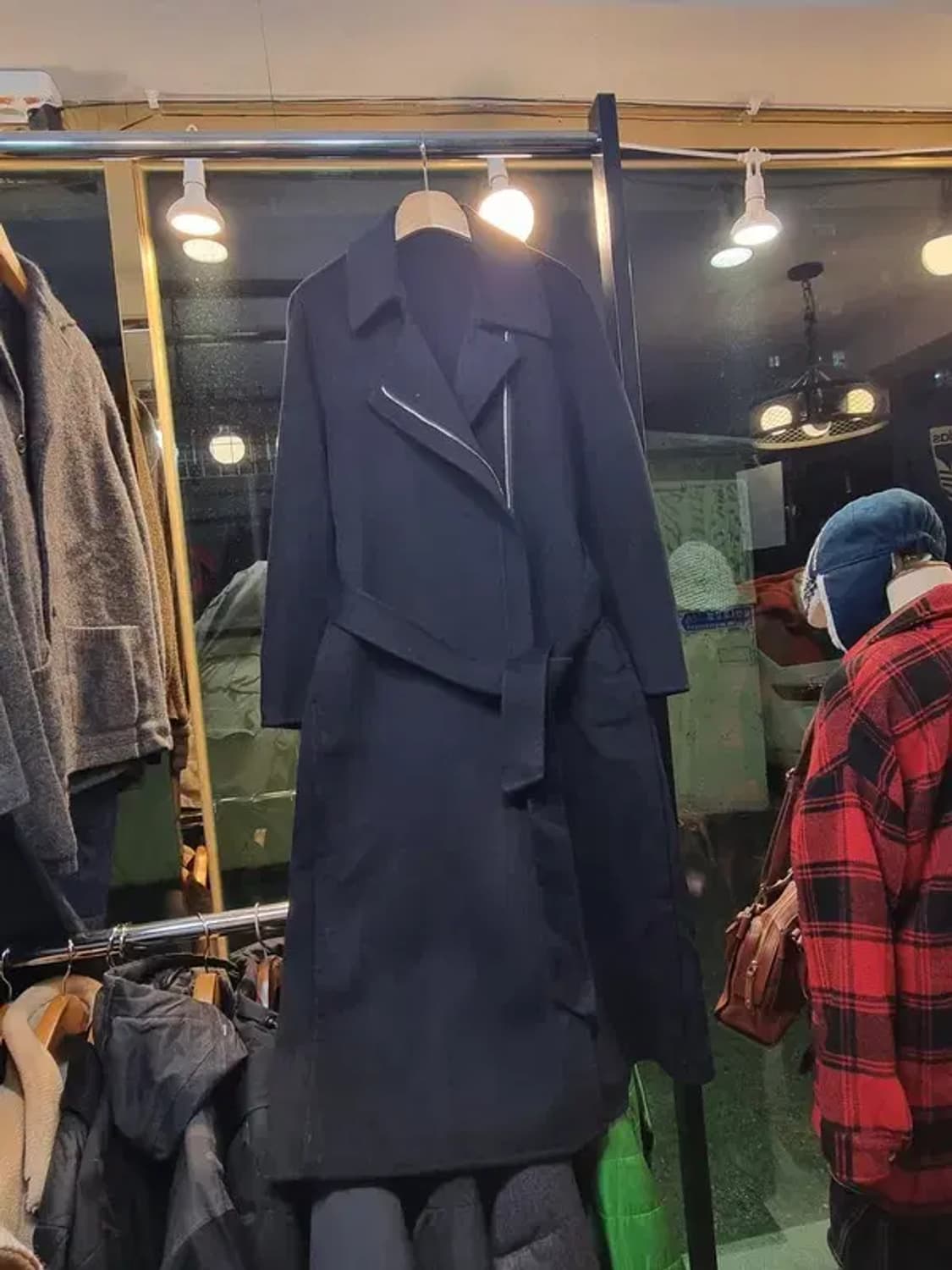 캐시미어 울 혼방 실사이즈 66 비대칭 라이더 여성코트 상품이미지1