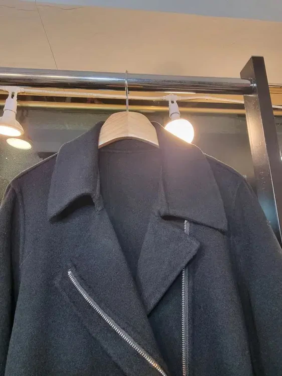 캐시미어 울 혼방 실사이즈 66 비대칭 라이더 여성코트 상품이미지4