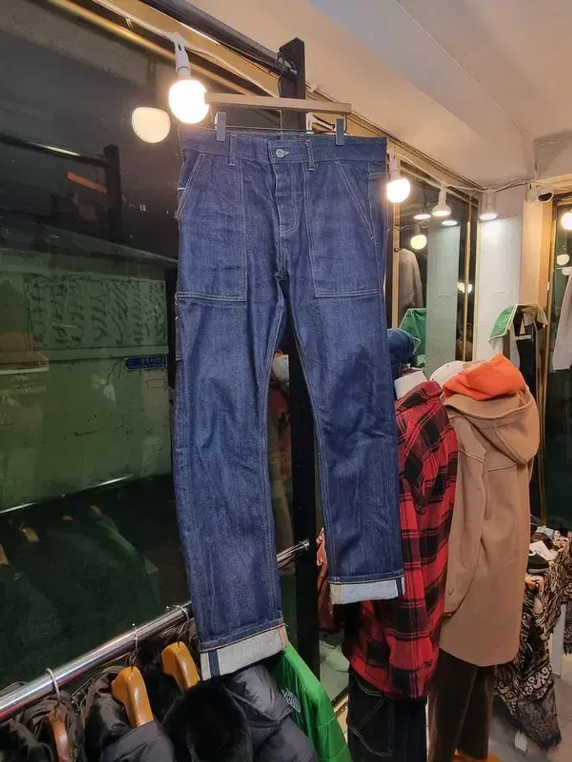 프리즘웍스 쿠로키 원단 최고급 셀비지 L사이즈 워크웨어 청바지 상품이미지1