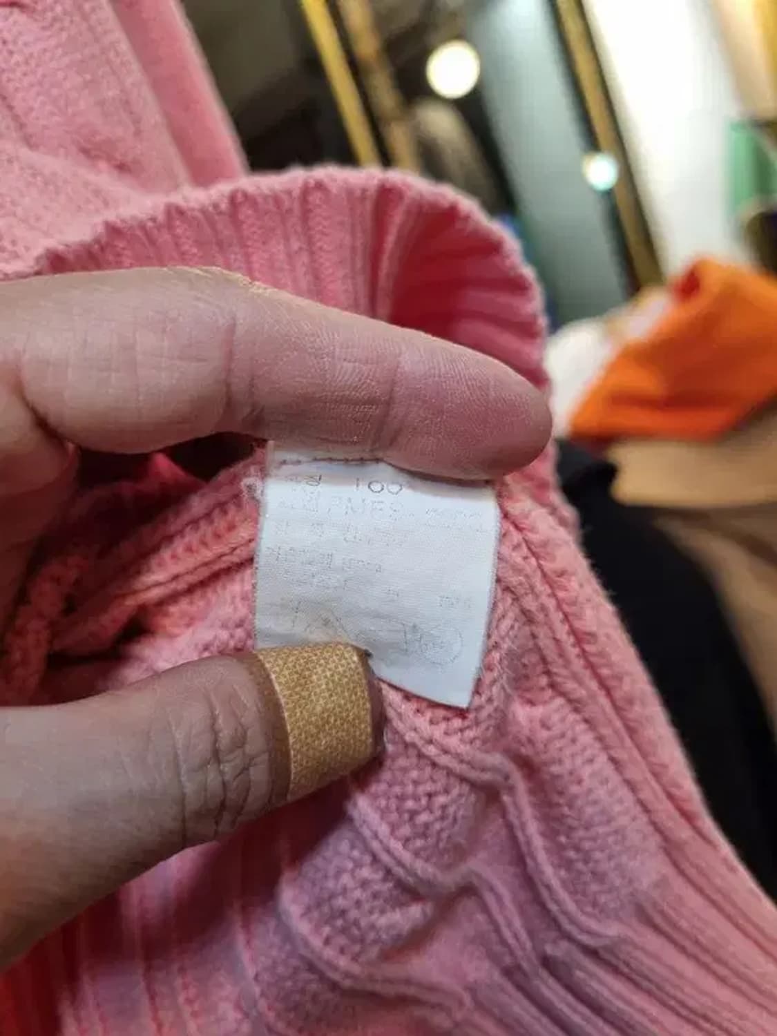 폴로 랄프로렌 실사이즈 105 블루 포니 코튼 100% 꽈배기니트 연핑크 상품이미지8