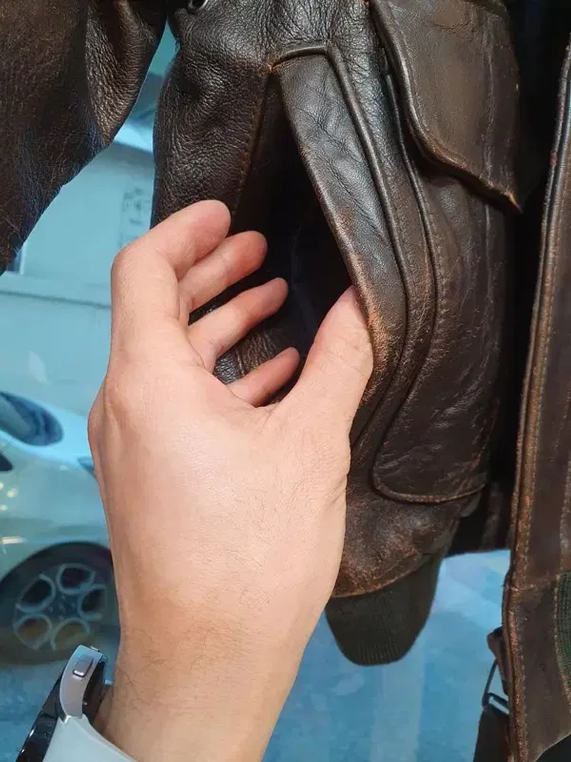 밀리터리 근본 A2 디자인 실사이즈 L 양피 가죽자켓 상품이미지3