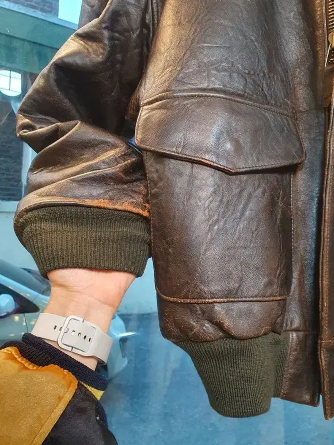 밀리터리 근본 A2 디자인 실사이즈 L 양피 가죽자켓 상품이미지7