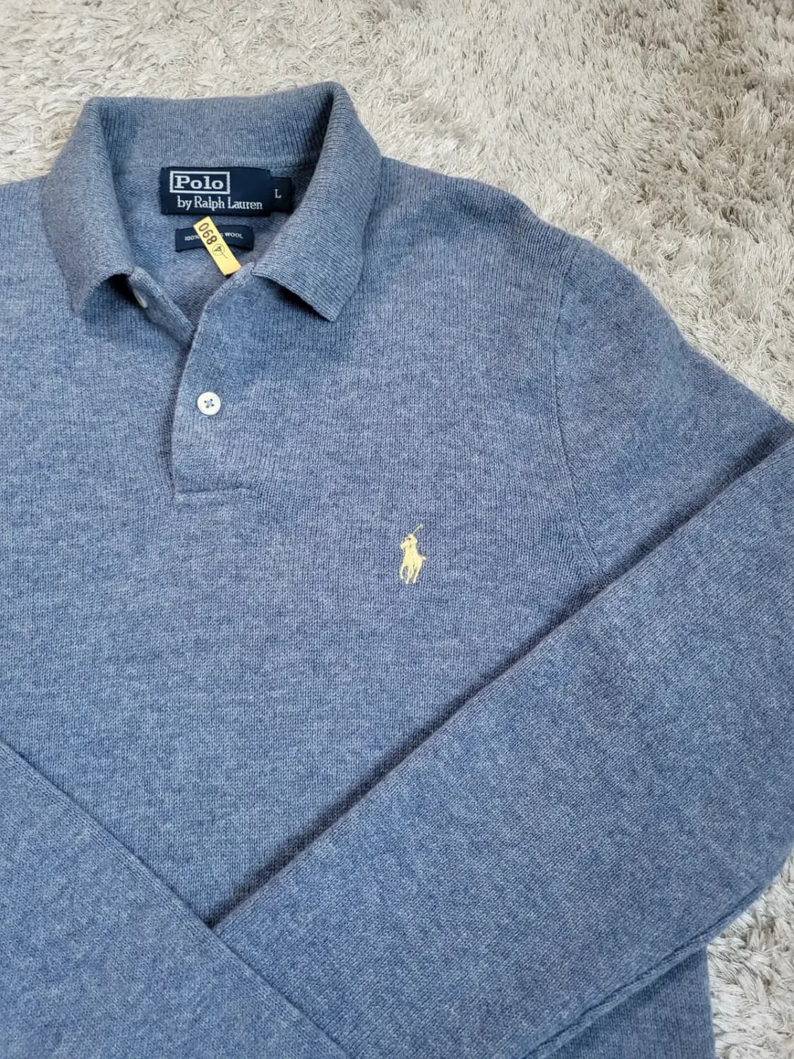 드라이완료 L사이즈 폴로 랄프로렌 램스울 양모 카라티 스카이블루 상품이미지4
