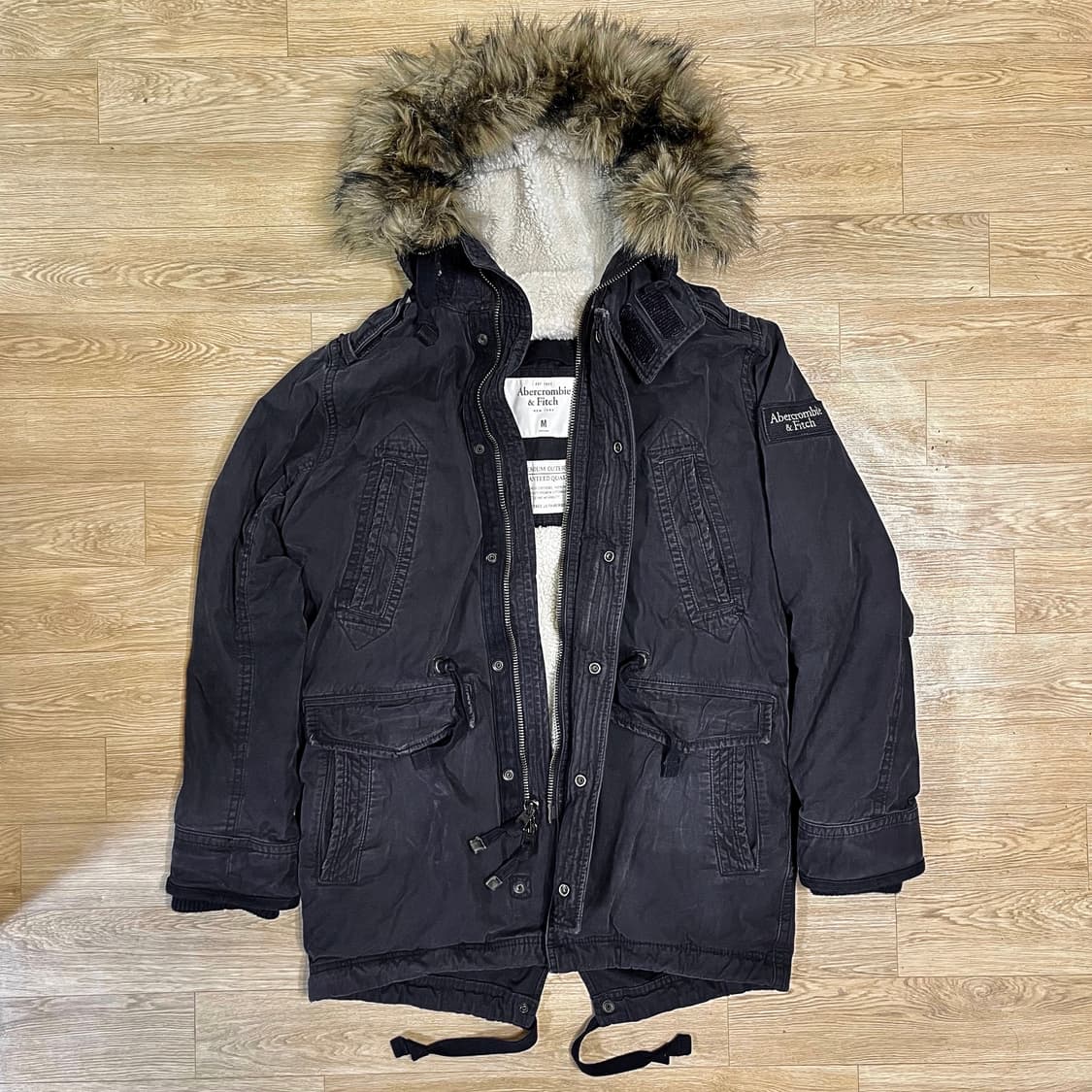 정품) 아베크롬비 프리미엄 쉐르파 양털 후드퍼 야상 패딩/ 100-105 상품이미지1