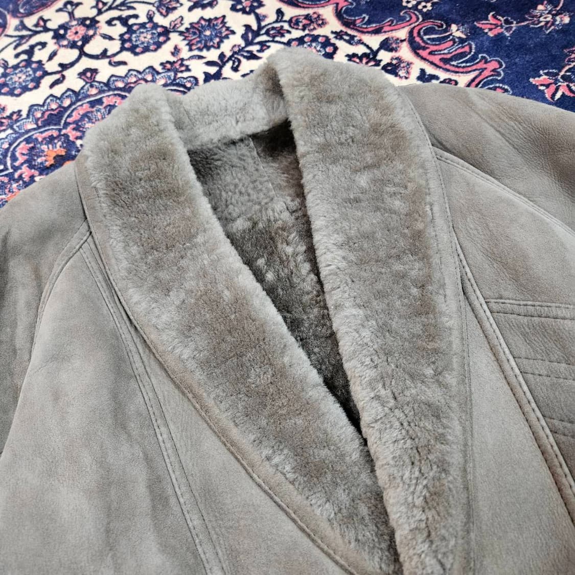 CAREER 빈티지 양가죽 양털 카라넥 무스탕 자켓 상품이미지3
