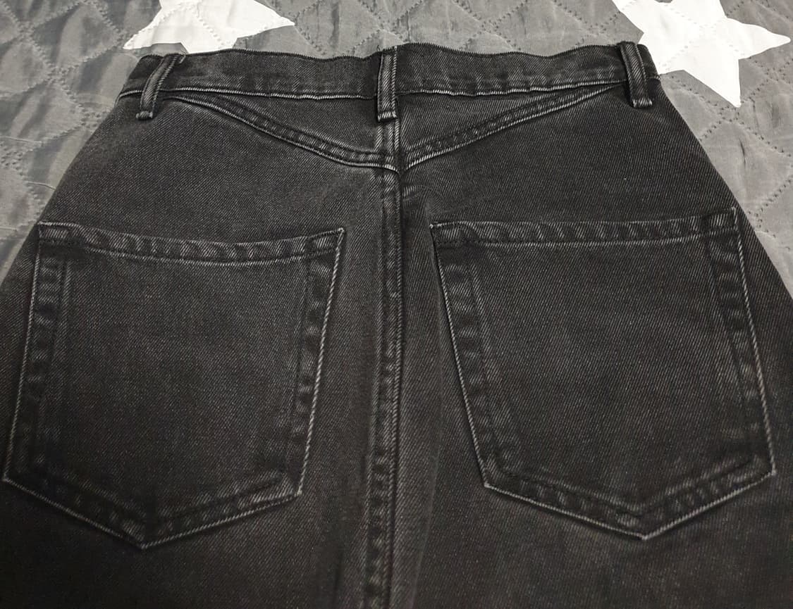 (블랙라벨) 자라 밑단 트임 데님 롱스커트 흑청 (XS) 상품이미지4