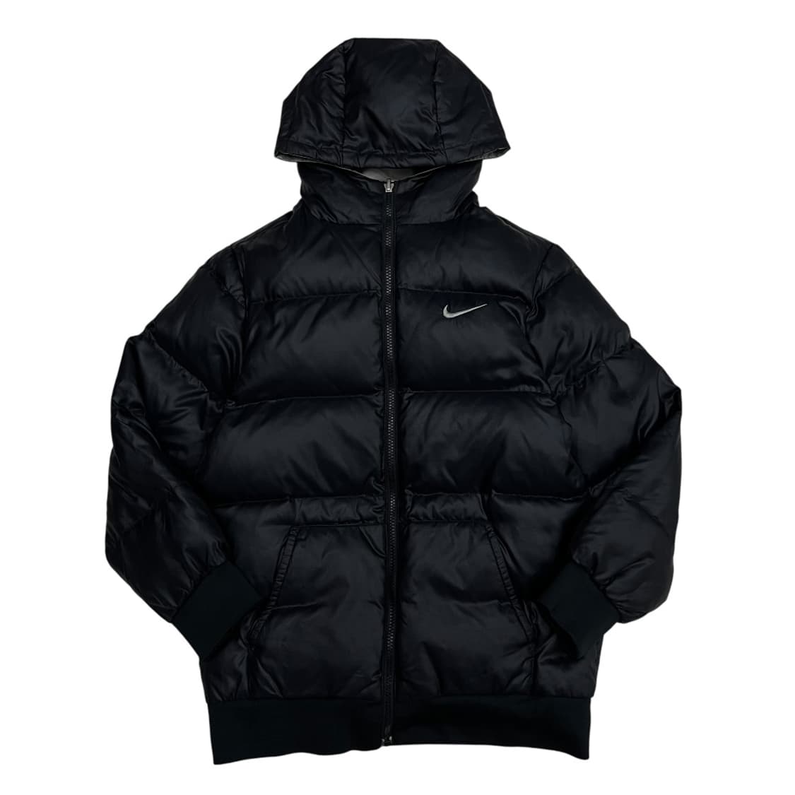 나이키 스우시 그레이 배색 리버시블 블랙 후드 패딩 L 상품이미지4