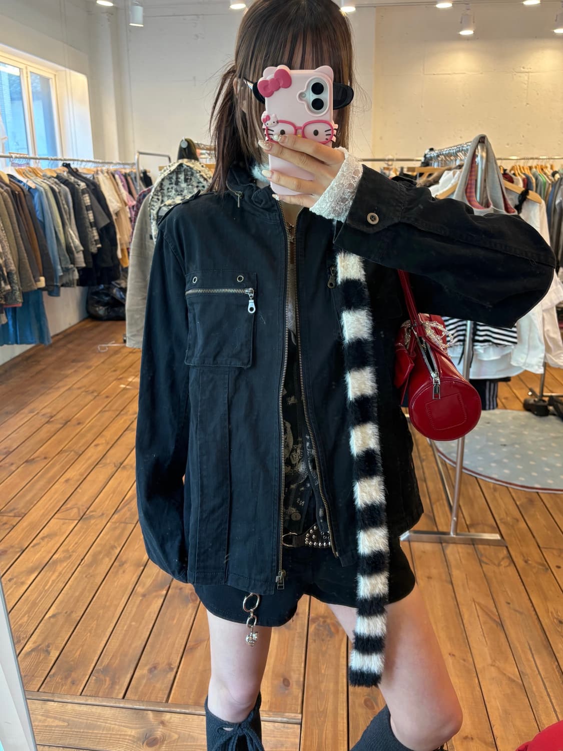 블랙 지퍼디테일 면자켓 상품이미지1