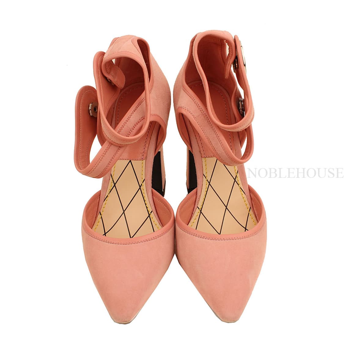 루이비통 핑크 스웨이드 은장 LV 로고 앵클 스트랩 샌들 35 1/2 상품이미지3