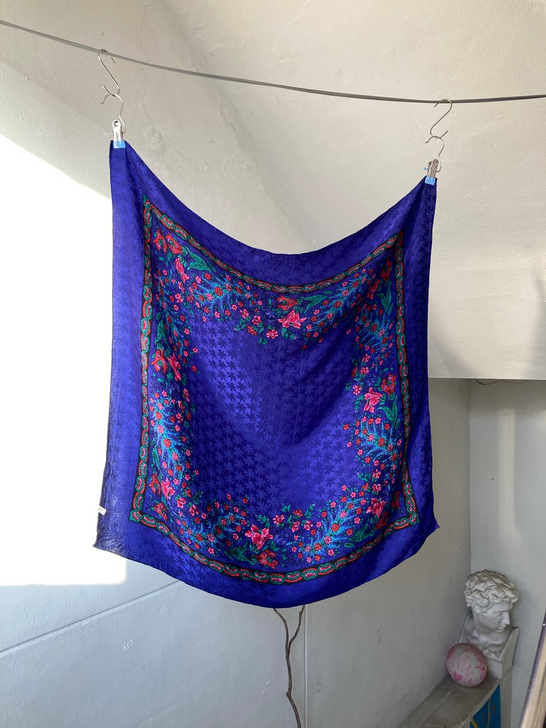 아쿠아블루 플라워 스카프 상품이미지1