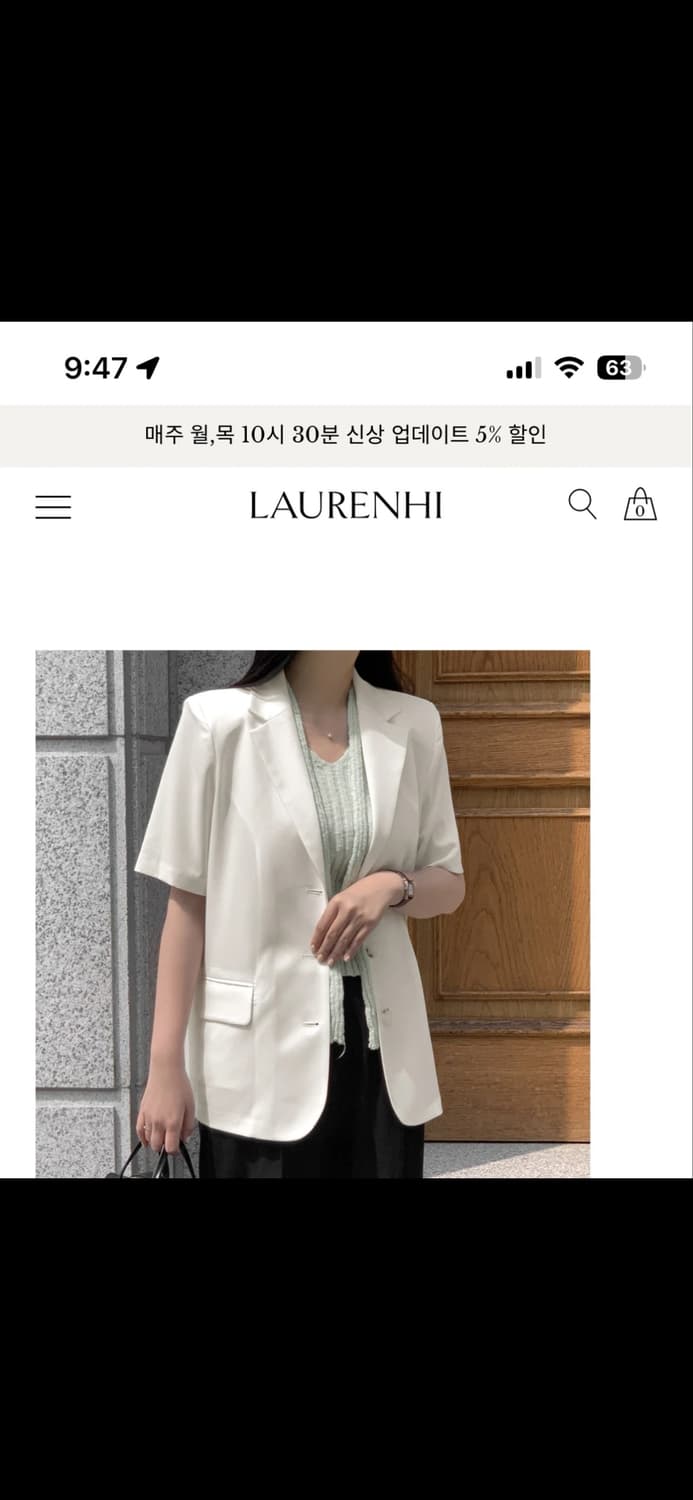 (새상품) 로렌하이 오브 싱글 미디 반팔 자켓 화이트 L 상품이미지1