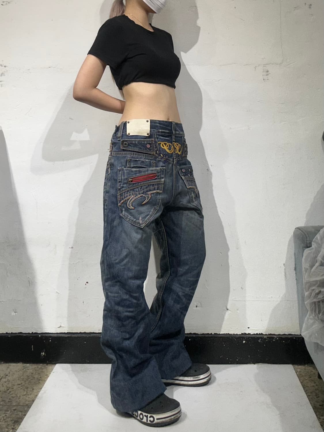 빈티지 중청 레드 페퍼 와이드 데님 팬츠 상품이미지1