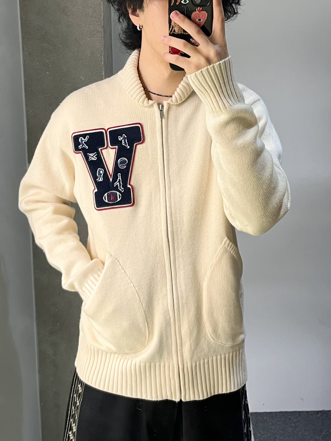 반작 스포츠 레터맨 집업 니트 상품이미지2