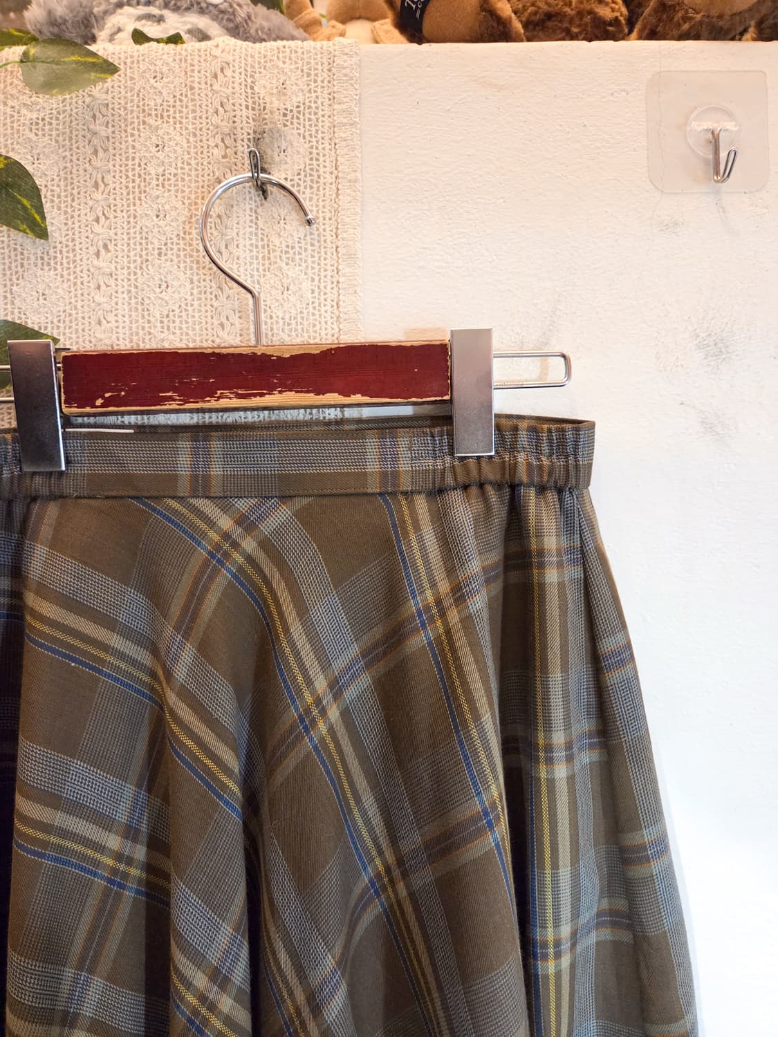 브라운 체크 울스커트 상품이미지7