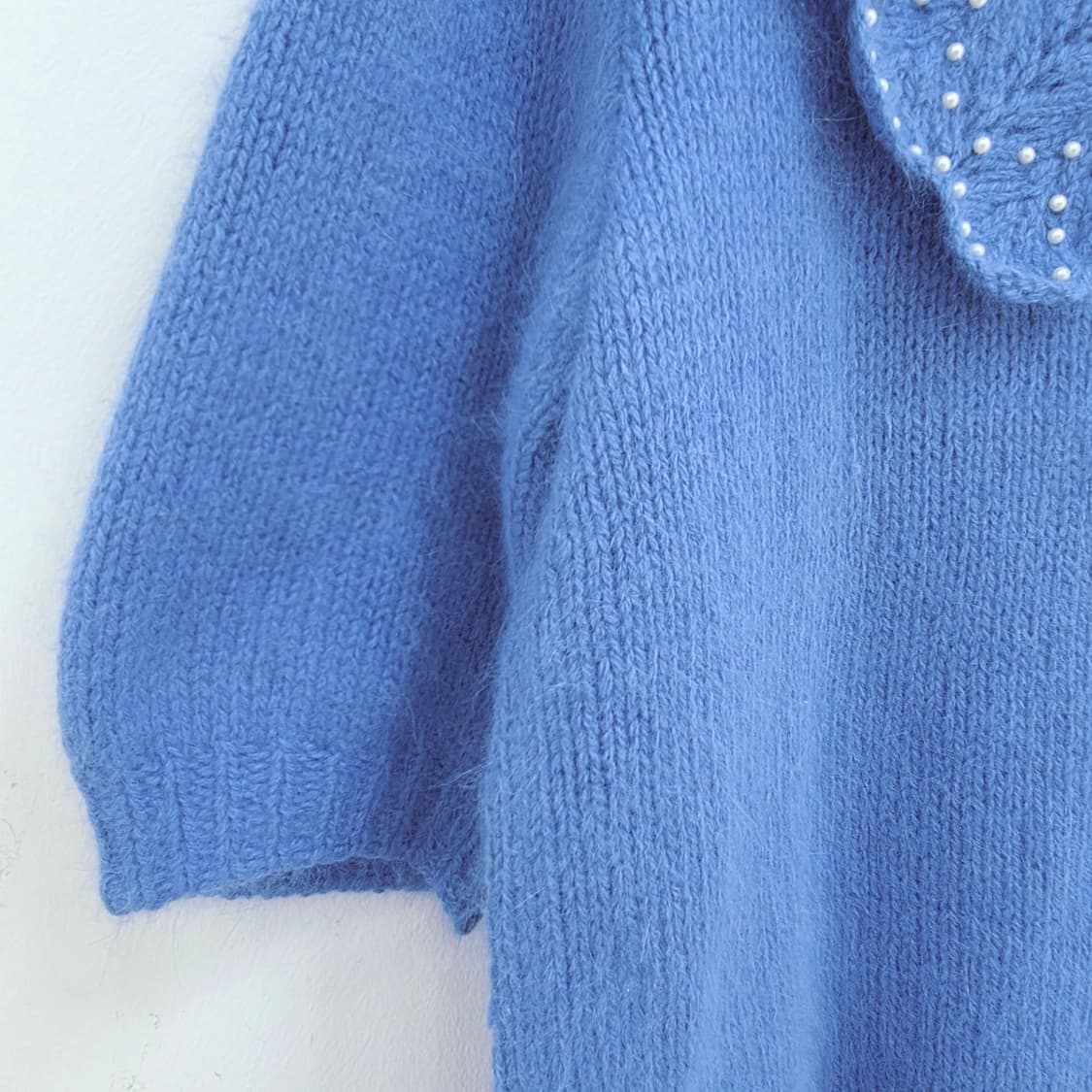 베이비블루  앙고라 빅카라 진주 반팔니트 상품이미지7