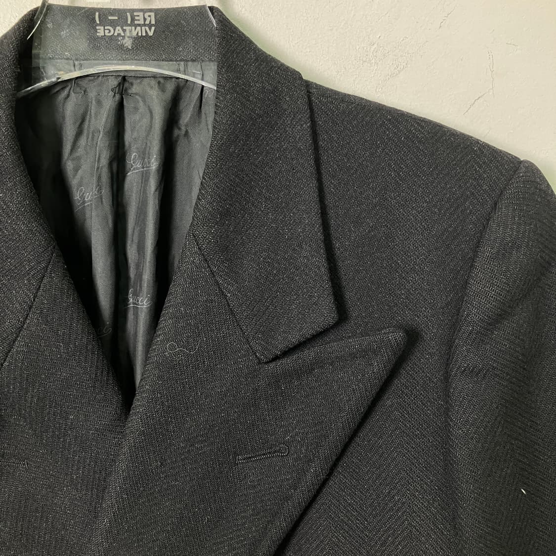 7-80's 올드 구찌 블랙 더블 브레스티드 코트 48 상품이미지4