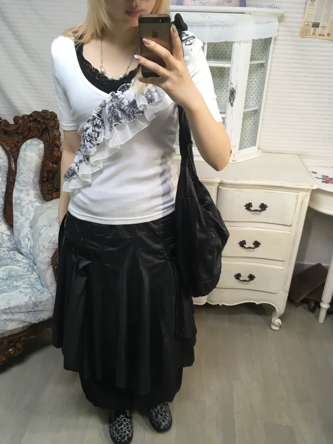 일본빈티지 아카이브 레이스 러플 반팔 상품이미지4
