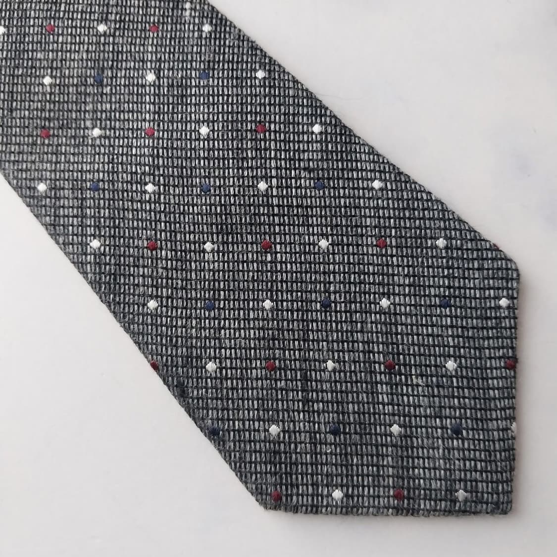 질스튜어트 린넨 그레이 도트 패턴 넥타이 7.4cm S~A+등급K2950 상품이미지7