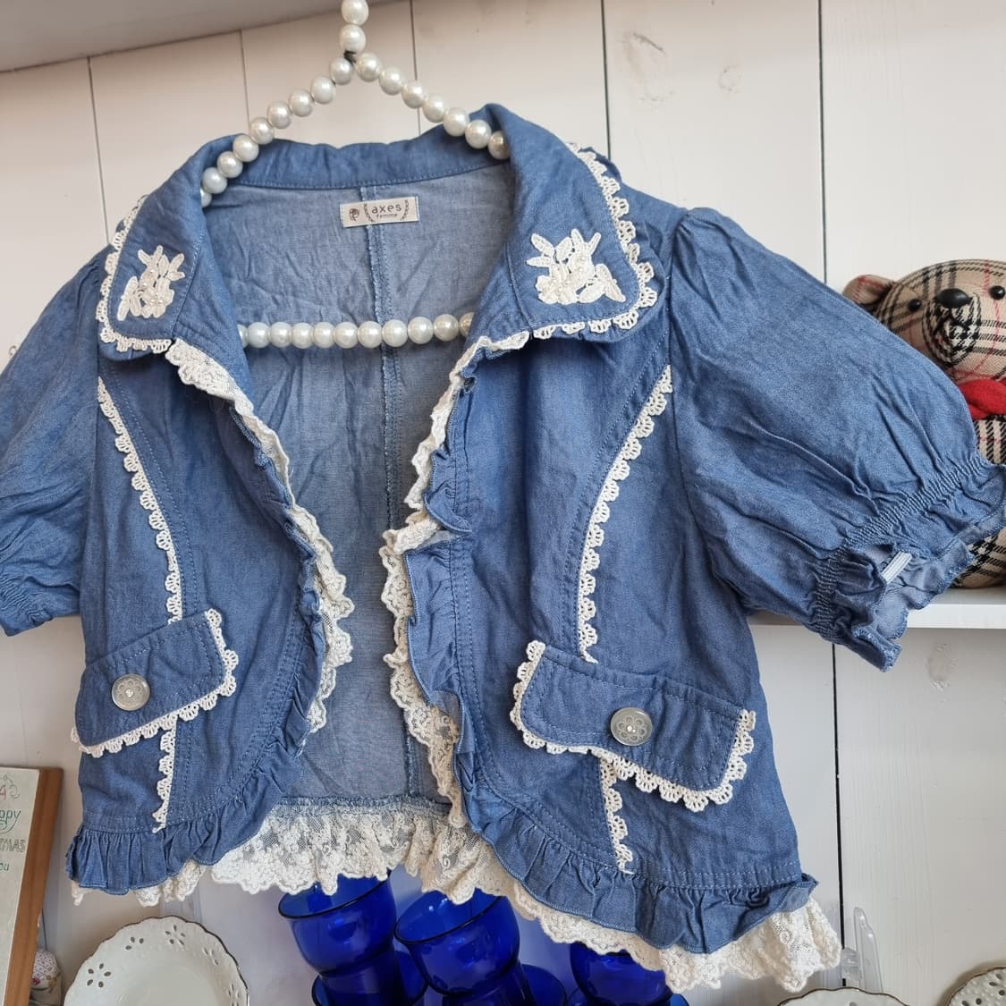 엑시즈팜(axes femme) 로맨틱 데님 레이스 볼레로 상품이미지5