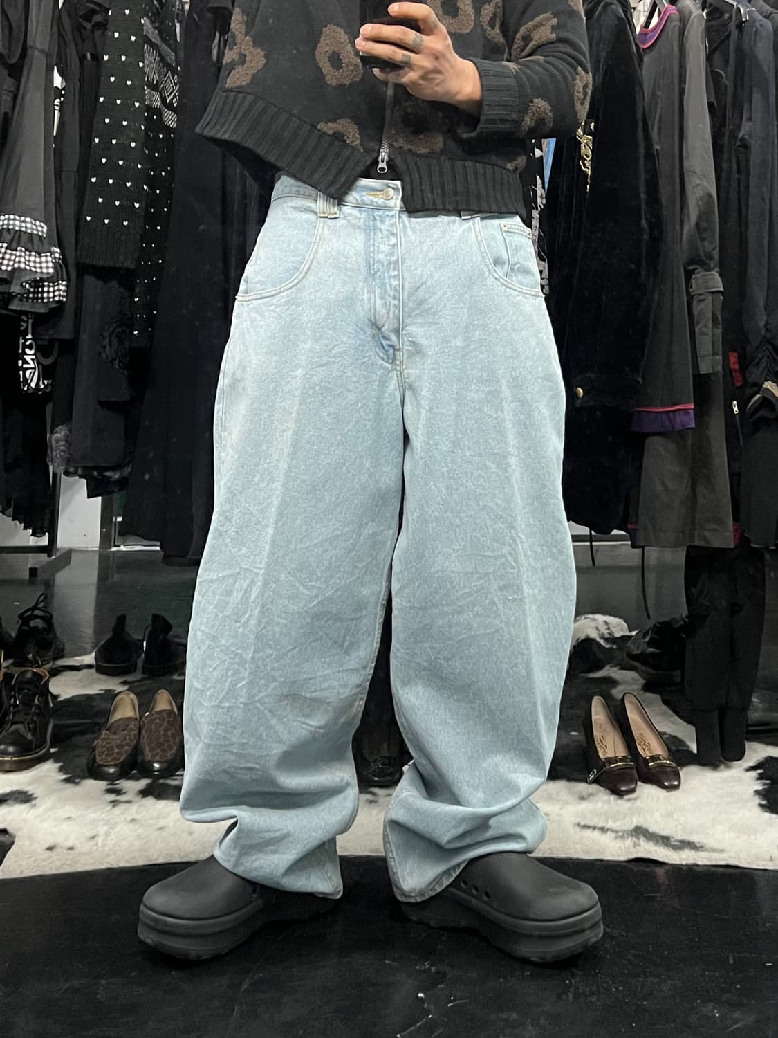 SKULL SOUL 와이드 데님 팬츠 상품이미지2