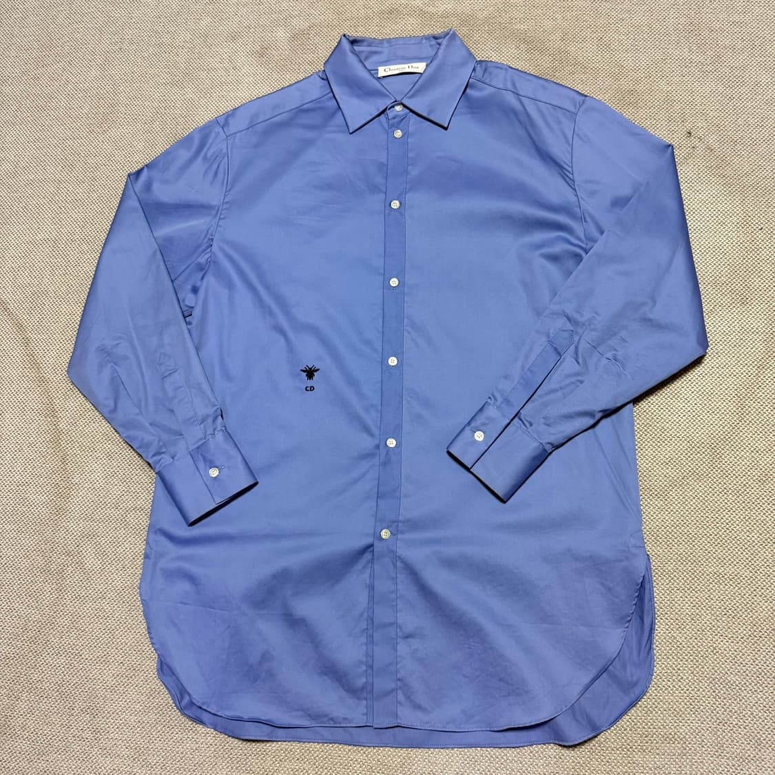 크리스찬 디올 CD 벌 자수 로고 블루 코튼 셔츠 (정품) 상품이미지1