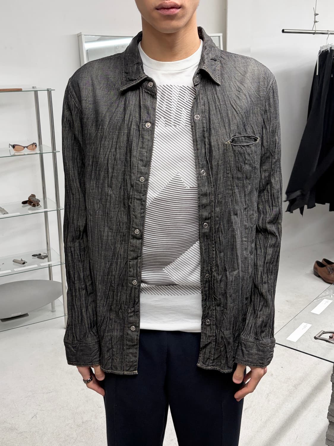 글램 링클 데님 셔츠 상품이미지1