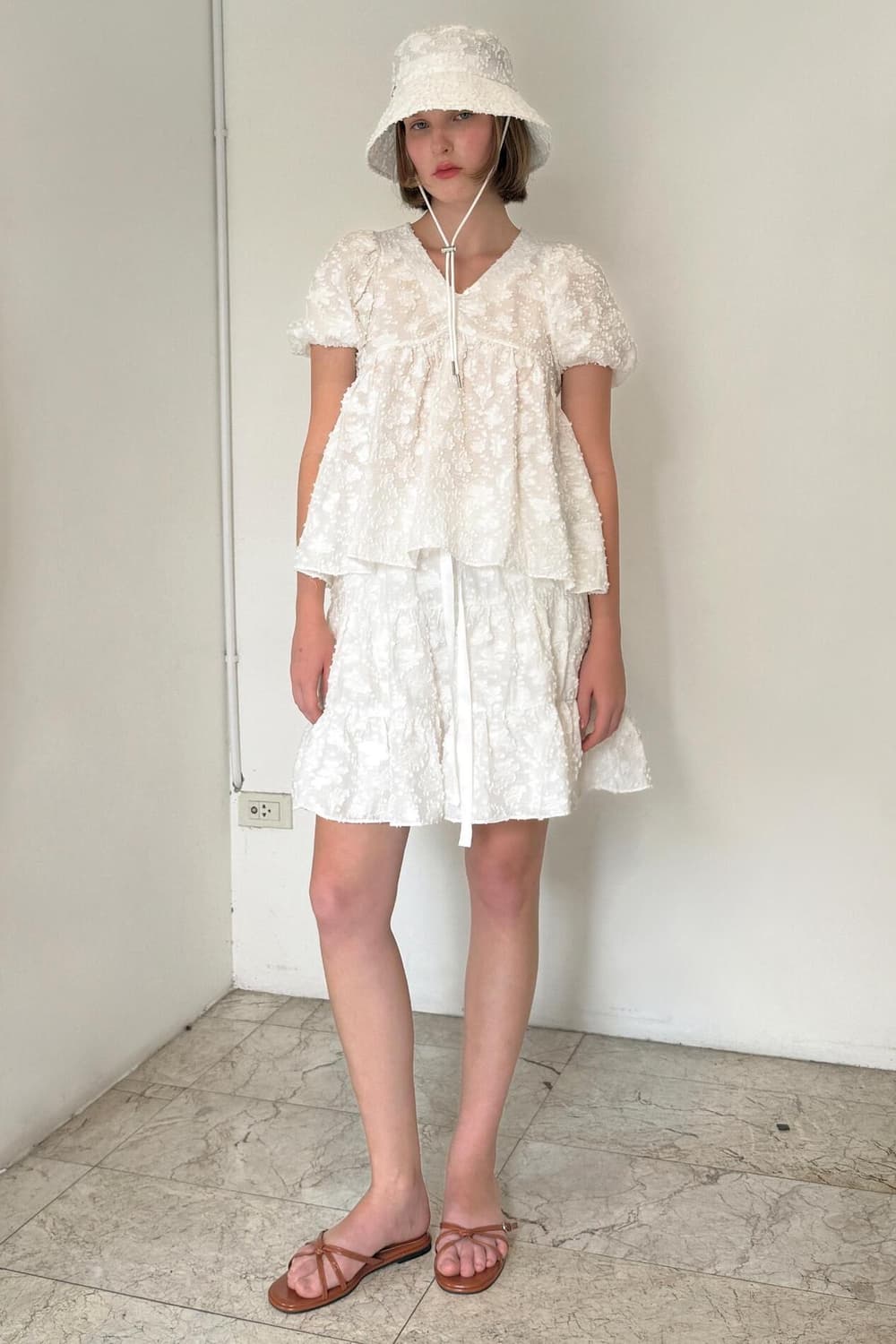 시눈 Jacquard Ribbon Blouse & frill skirt  상품이미지5