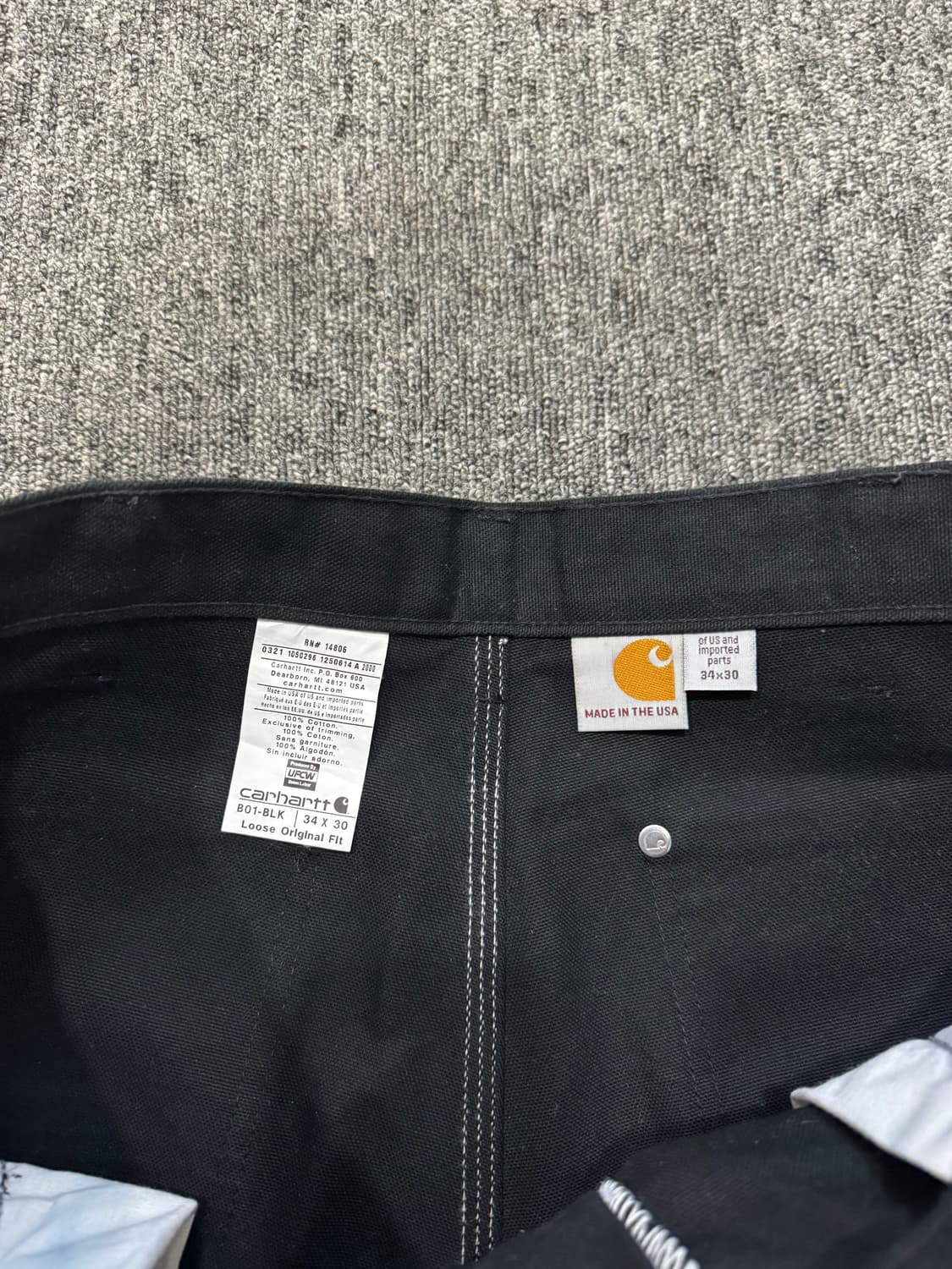 USA 칼하트 더블니 블랙 BK BK 34/30 상품이미지4