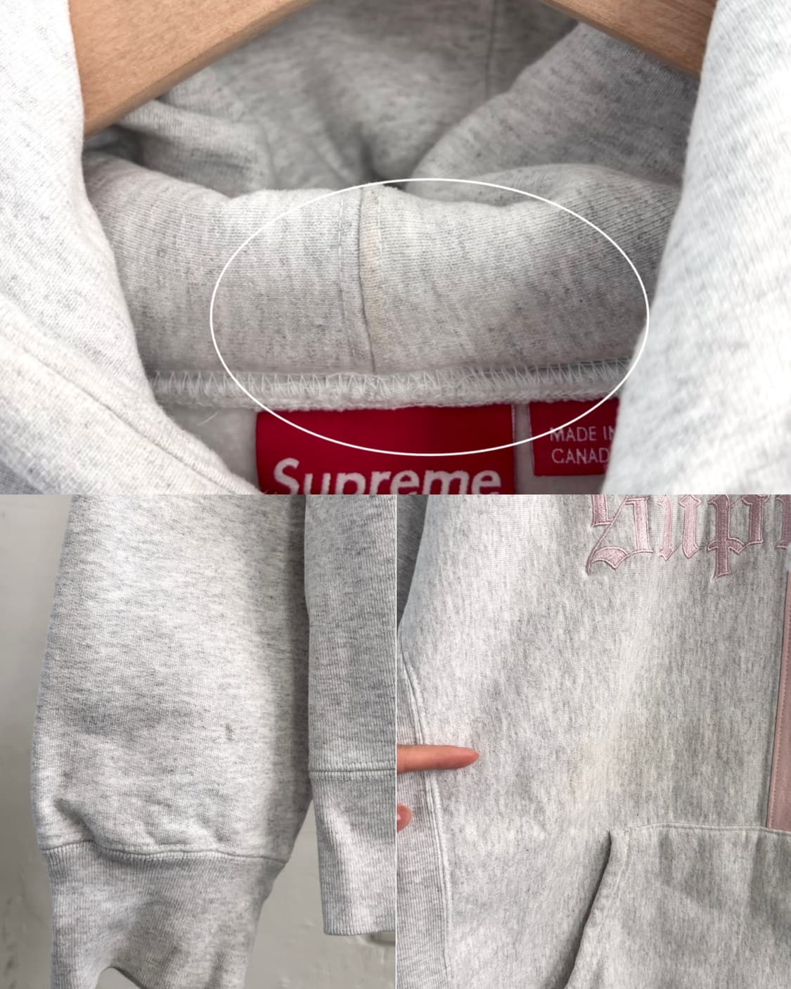 Supreme 슈프림 17FW 그레이 핑크 아치로고 후드 상품이미지10