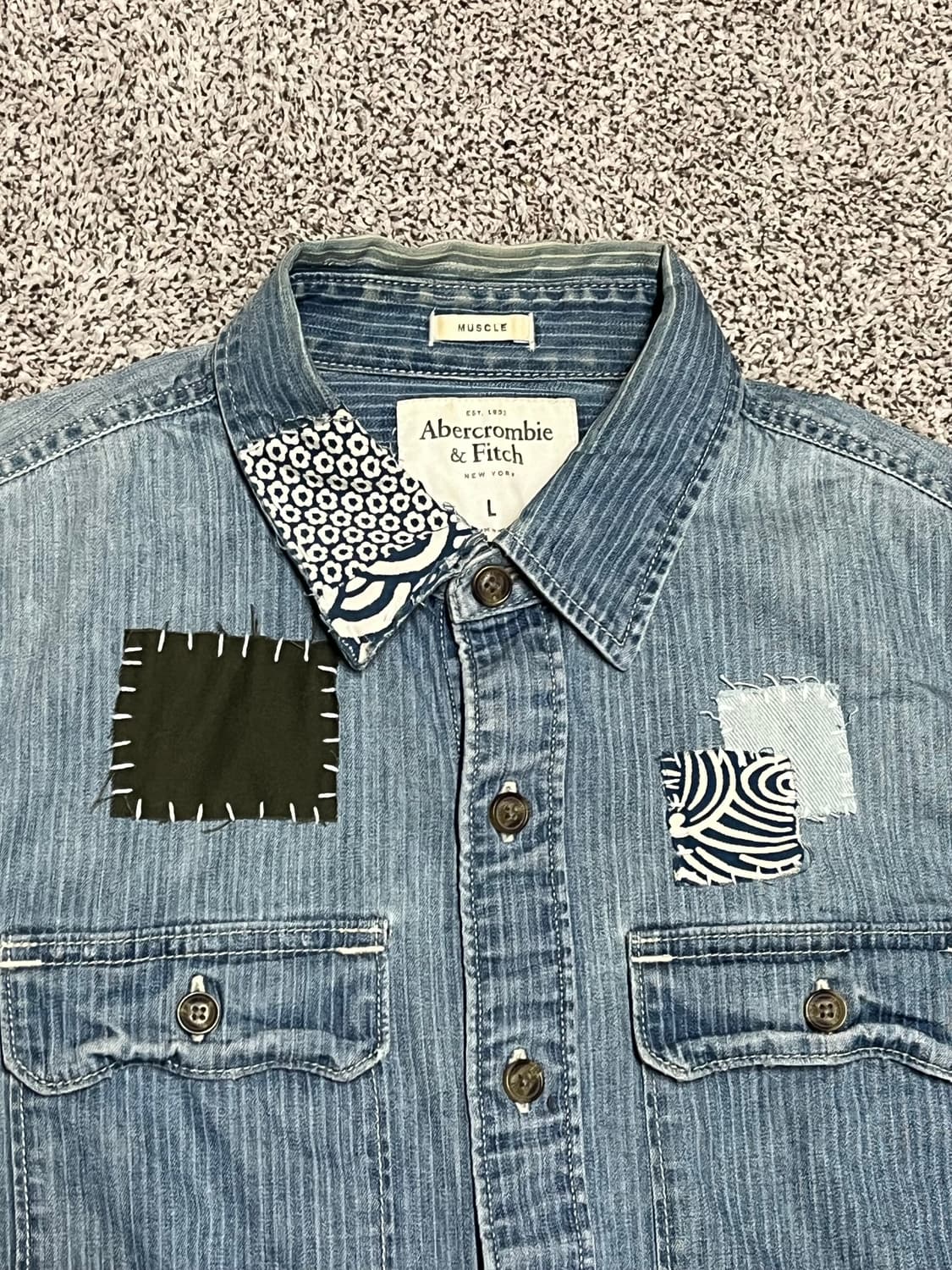 [L] Abercrombie sashiko denim shirt 상품이미지3