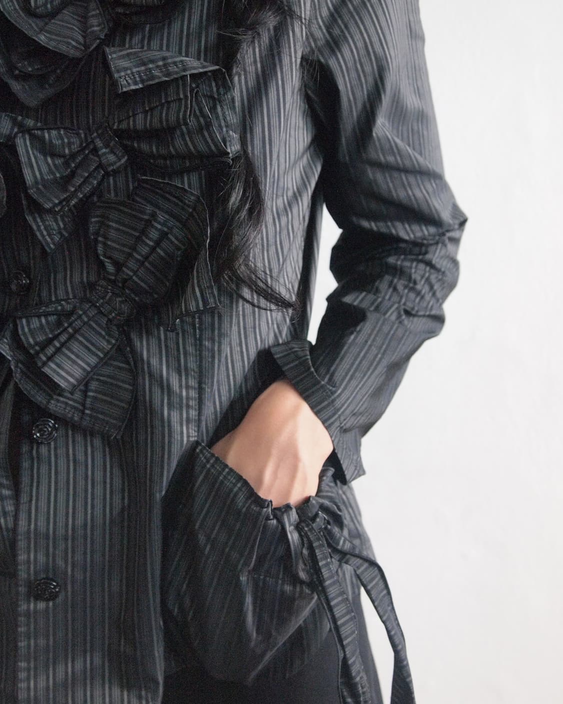 JPN VTG 스트라이프 플라워 블라우스 자켓 상품이미지4