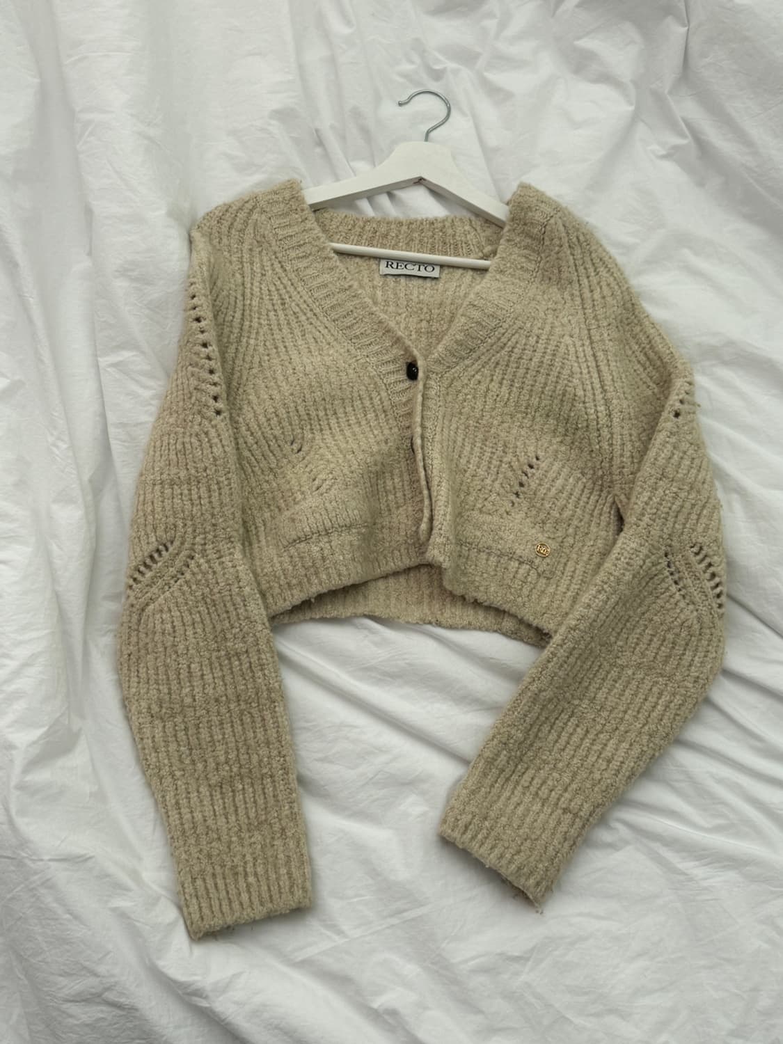 Recto 렉토 크롭 니트 가디건  상품이미지1