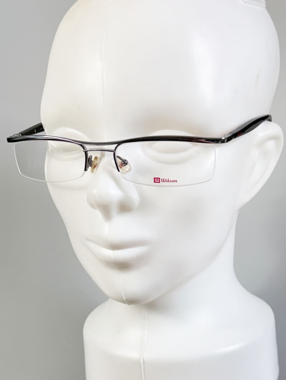 90s WILSON 실버 티타늄 반무테 스퀘어 빈티지 안경 상품이미지8