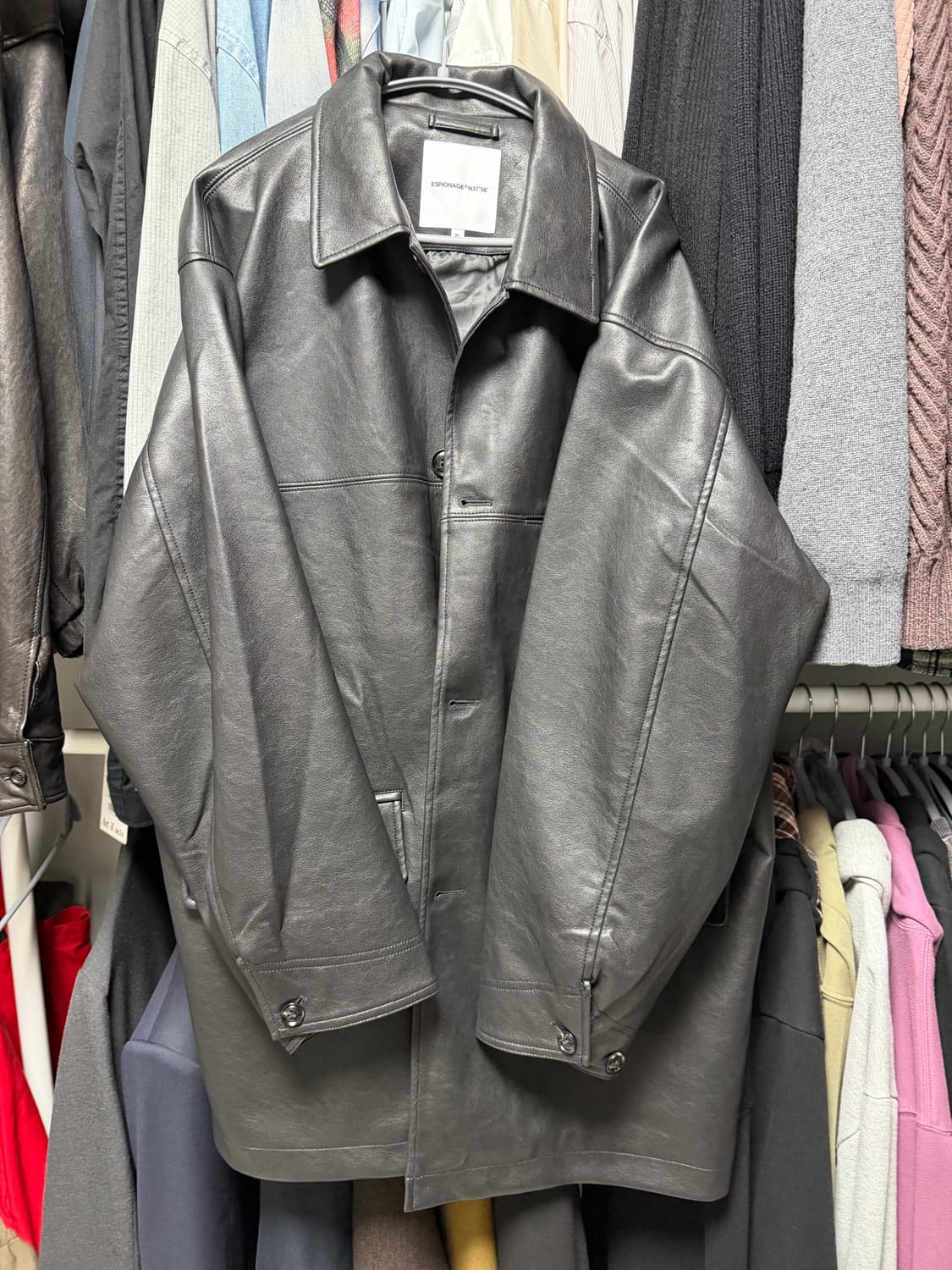 에스피오나지 Car Coat (Faux Leather) Black 상품이미지2