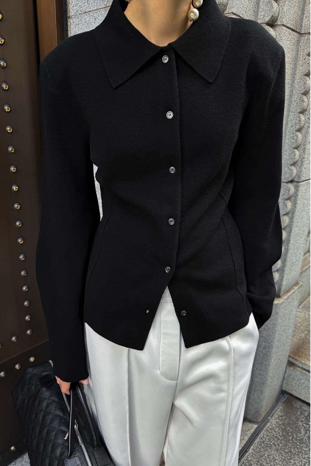 드래곤블루스 볼륨 슬리브 가디건 블랙 S 상품이미지5