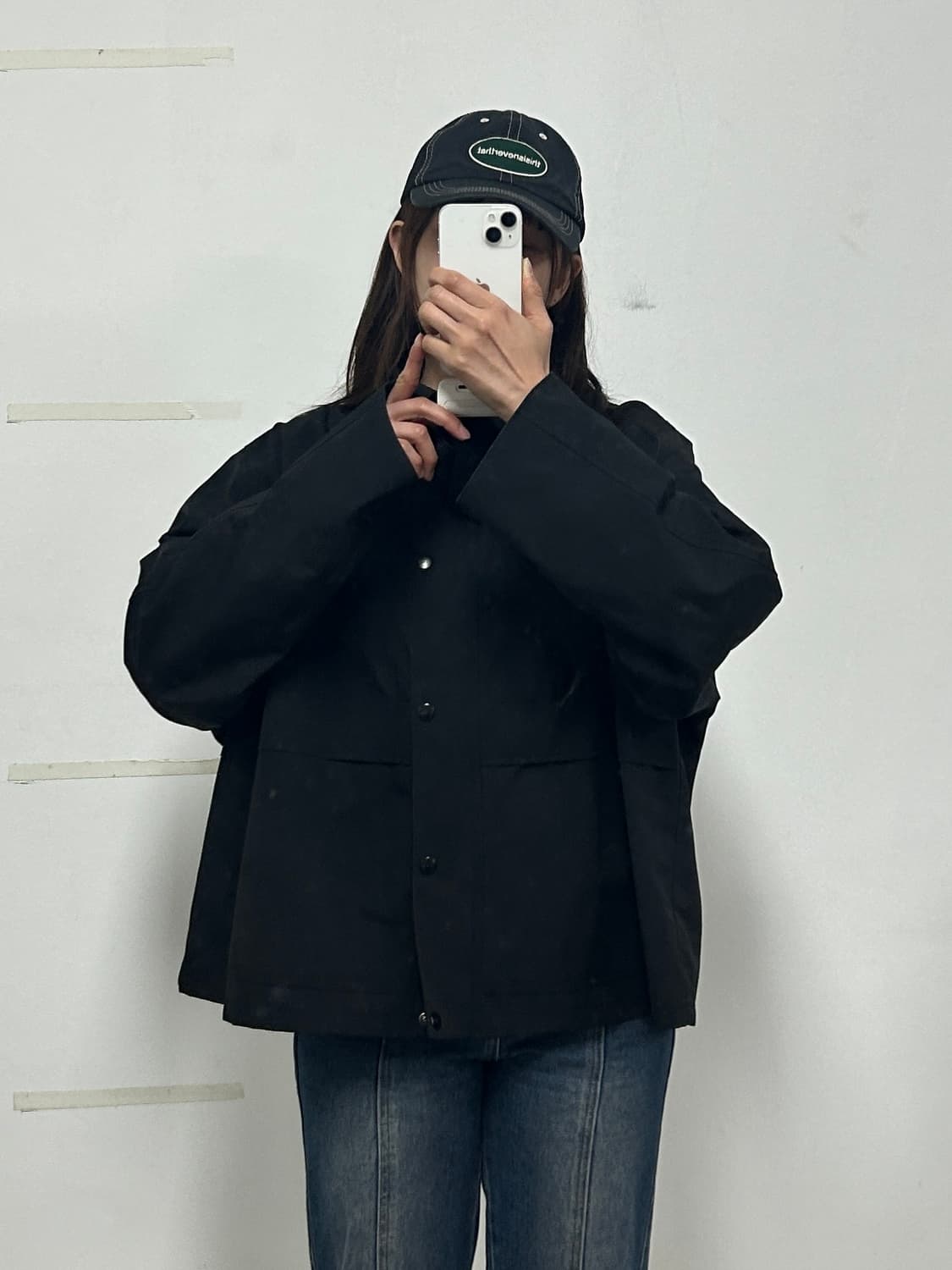 스튜디오 톰보이 절개 패턴 오버핏 자켓 블랙 상품이미지1