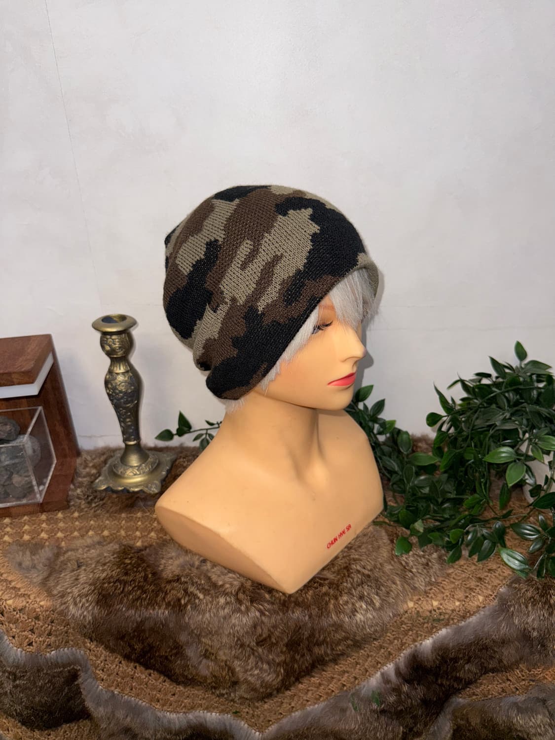 Khaki camouflage knit beanie  상품이미지3