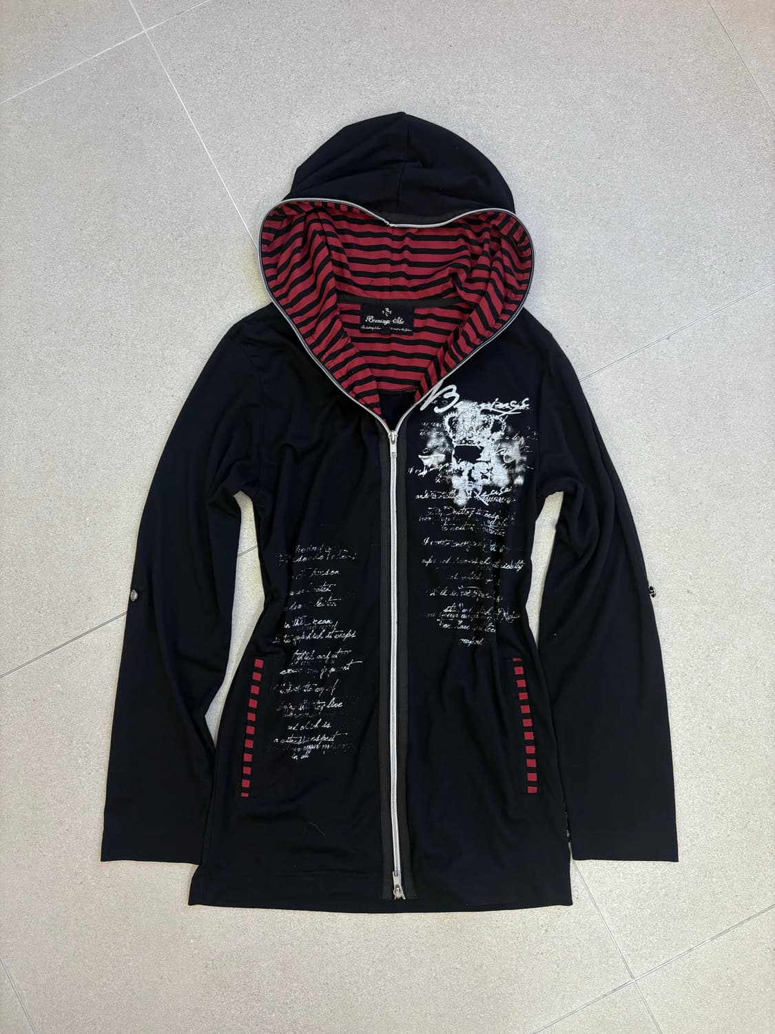 펑크 프린팅 스트라이프 후드집업 상품이미지1